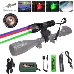 RGBW 4 in 1 LED Tactical Flashlight Zoomable Weapon Light Remote Switch Hunting Rifle Scope Airsoft Mount Scout Lights Set