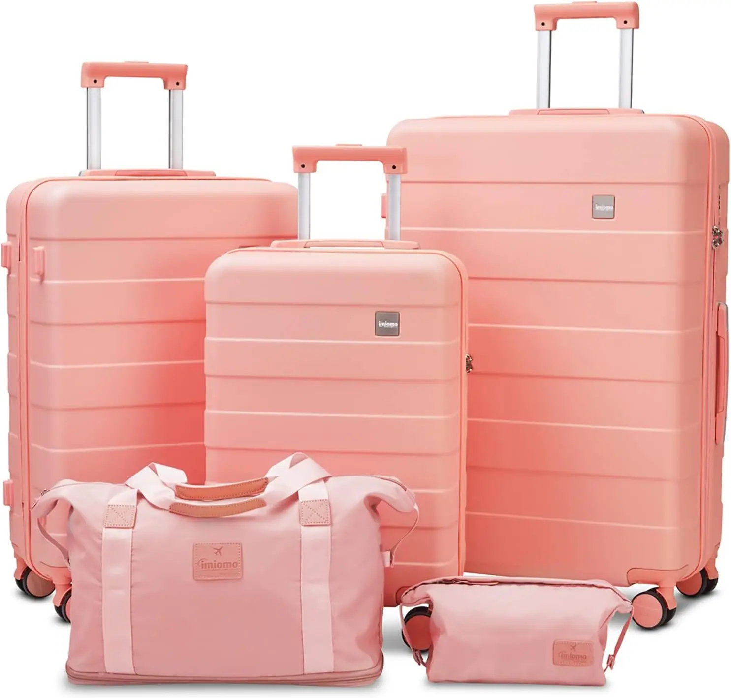 

5-Piece Lightweight Hardside Rolling Suitcase Set for Women with Spinner Wheels and TSA Lock in Pink