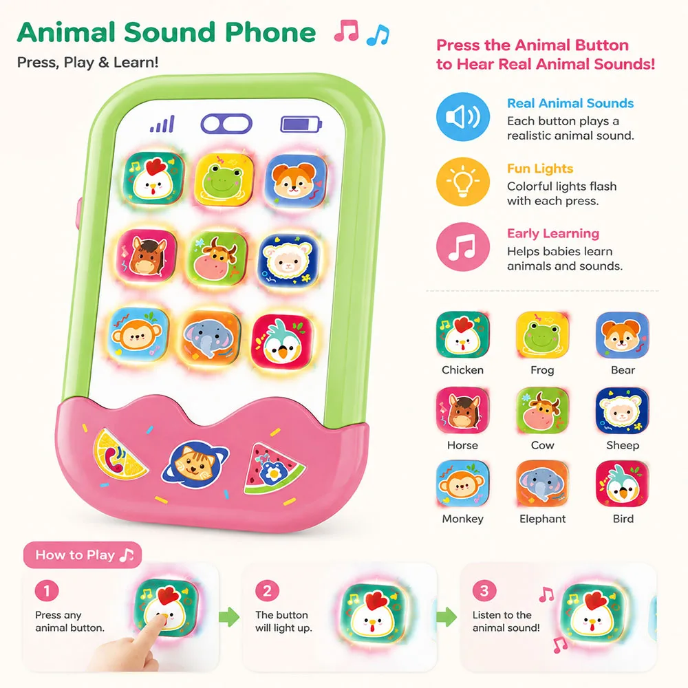 6-in-1 Baby Musical Toy Set for Boys & Girls Light-Up Electronic Instruments Early Learning Educational Gift Toy
