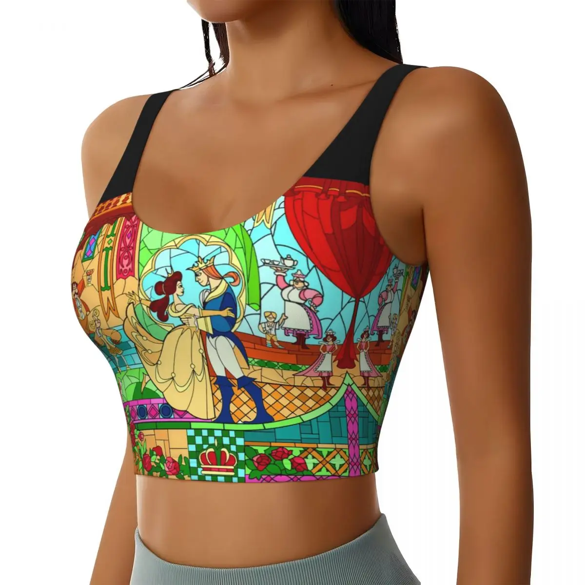 Custom High Impact Beauty And The Beast HOT Sports Bra for Women Gym Workout Yoga Crop Top