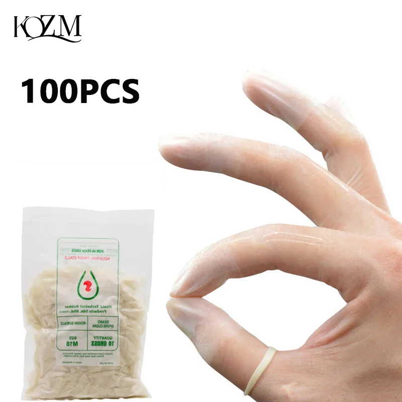 100 PCS Rubber Non-slip Anti-static Finger Cots Disposable Latex Finger Cover Fingertips Protector Gloves Nail Art Tool