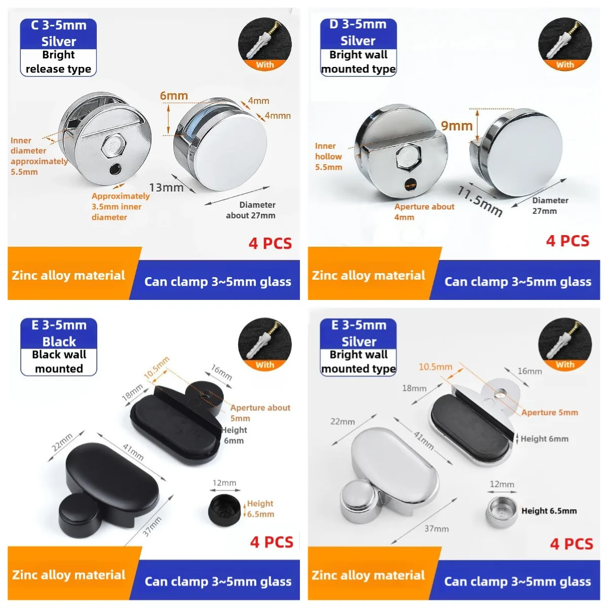 4 Stück Rostbeständige Spiegelhalterungen aus Reinkupfer/Zinklegierung für einfache Installation und sicheren Halt - Perfekt für Badezimmer und Make-up – Detail 12