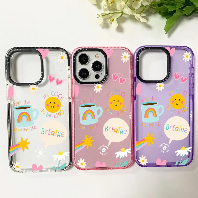 Case For Iphone 11 14 15 Pro Max Cute Cartoon Smile Coffee Silicone Soft Funda 12 13 Pro 6 7 8 Plus X XR XS Anti-fall Cover