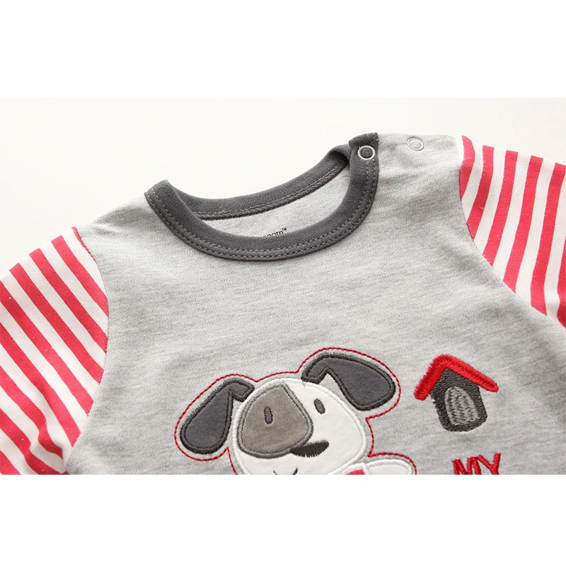 Kiddiezoom Fashion Red Puppy Print Unisex long Sleeve Causal Baby Boy Girl Rompers Soft 100%Cotton Newborn Jumpsuits Clothing