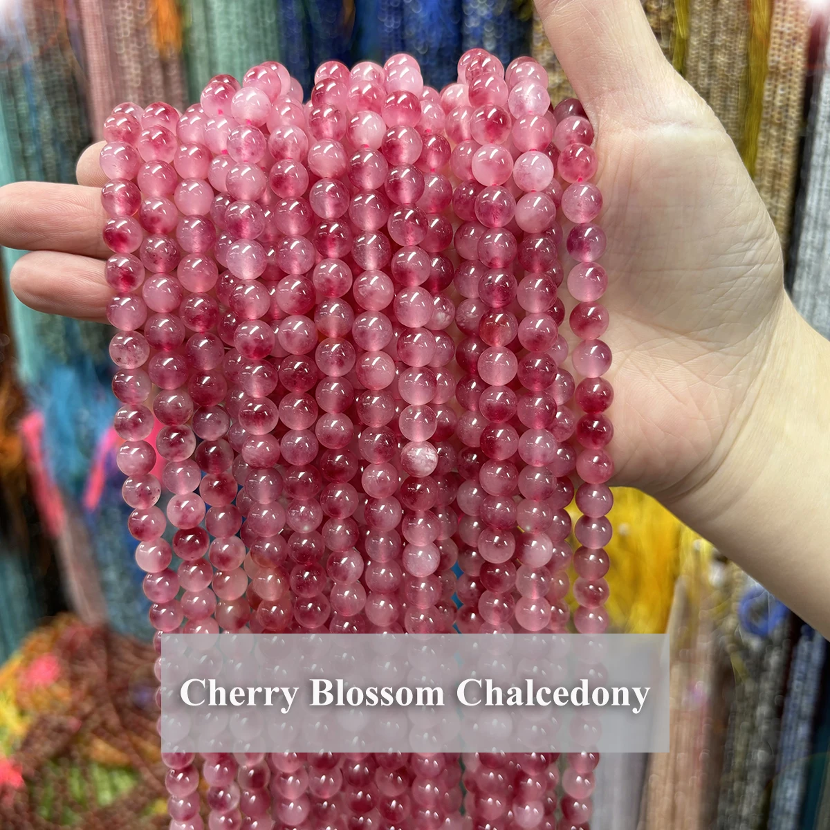 Cherry Blossom Chalcedony Bead Natural Stone Loose Gemstone Making 4 6 8 10mm Bead for Bracelet Necklace DIY Jewelry Accessories