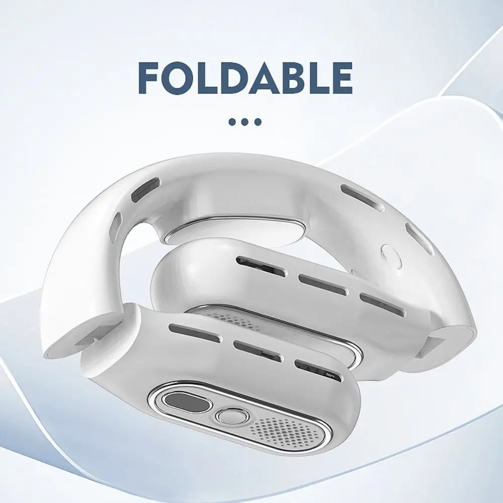 

Digital Display Leafless Hanging Neck Fan 3 Speeds Foldable Design Portable Neck Fan Quiet Operation Vaneless Technology