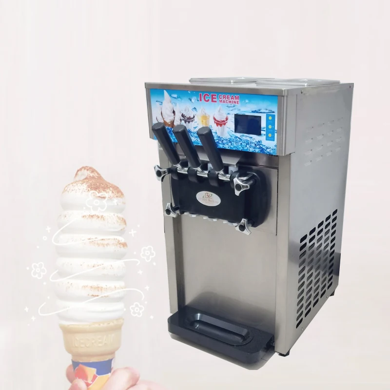 Three-color Soft Ice Cream Machine Mini Soft Table Top Small Ice Cream Maker 110V/220V