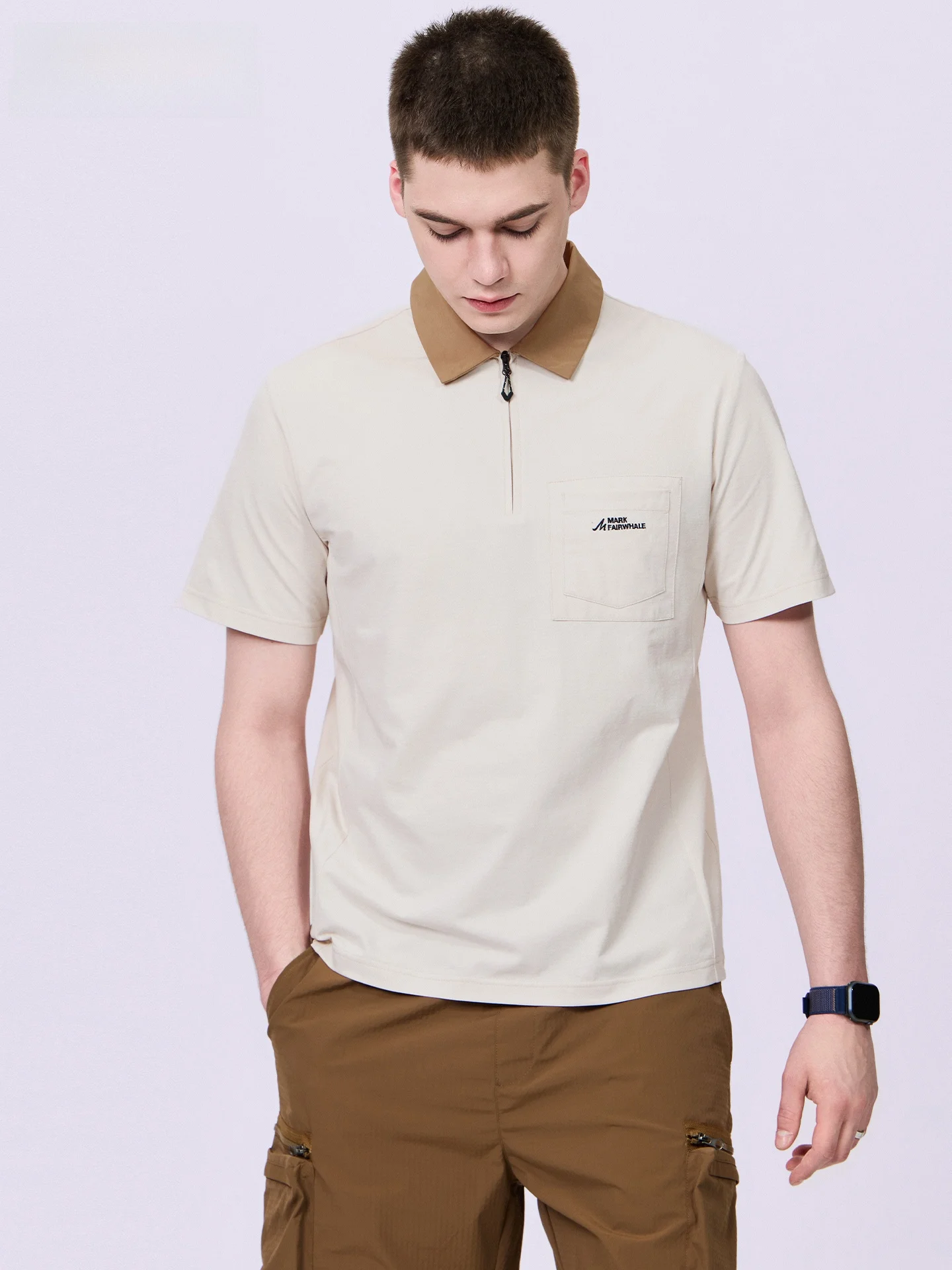 Ice-Cold Quick-Dry Half-Zip Short-Sleeve Shirt Men's Barn Style T-Shirt Mark Fairwhale Summer New Arrival Polyester Fiber