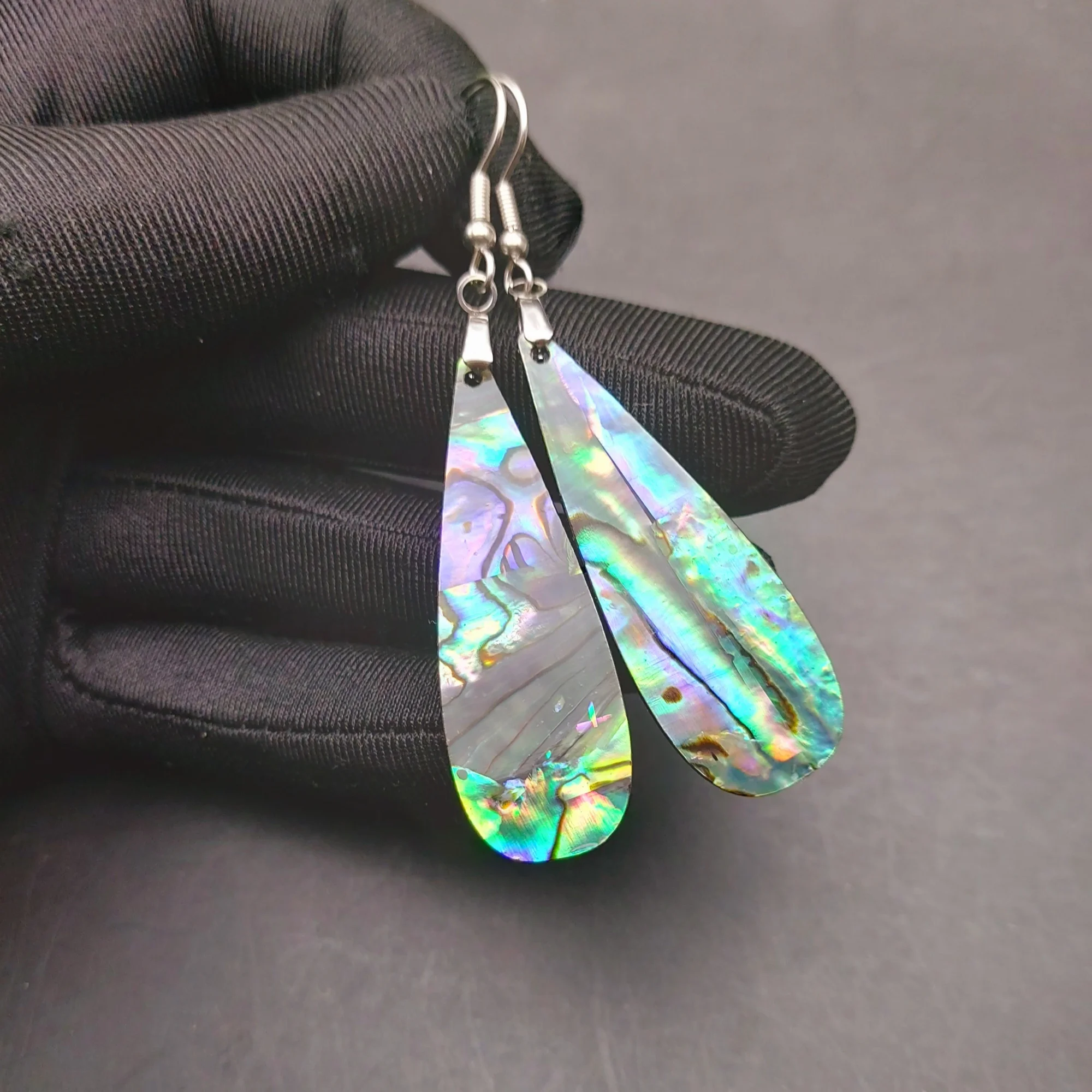 Hawaiian Style  Elegant Single Side Abalone Shell Dangle Earrings with Acrylic Base