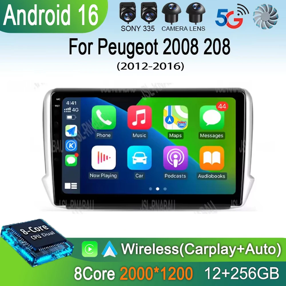 

Автомагнитола Android 16 для Peugeot 2008, 208 серии 2012, 2013, 2014 - 2016 годов выпуска, навигация, мультимедиа, CarPlay, Auto, стерео, BT, видео