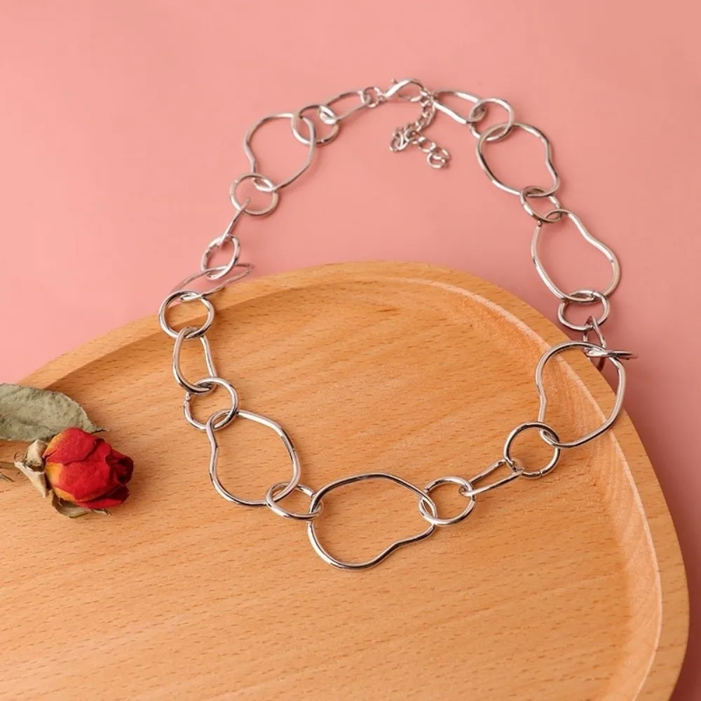 Simple Irregular Women Geometric Gold Color Circular Chain Link Choker Party Jewelry Gifts