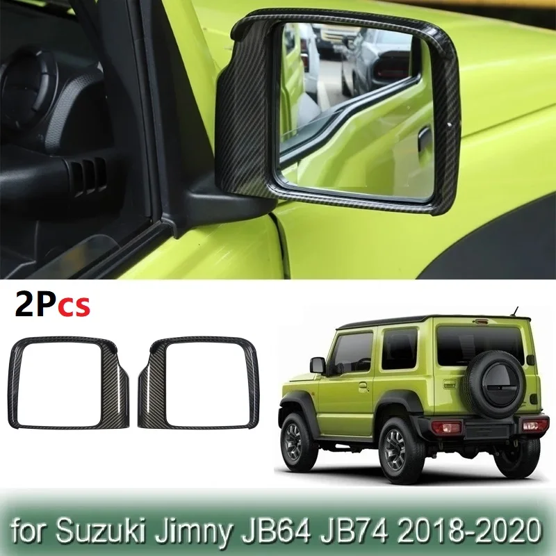 

2PCS Carbon Fiber ABS Car Rearview Mirror Rain Eyebrow Cover Trim For Suzuki Jimny JB64 JB74 2018-2021 Exterior Accessories