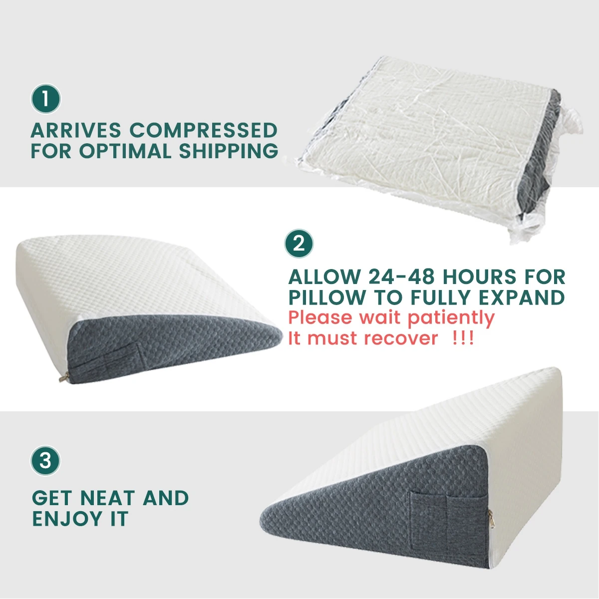 Wedge Pillow for Sleeping Bed,Air Layer Memory Foam for Back, Leg, and Knee Pain Relief Triangle Pillow with Removable Cover
