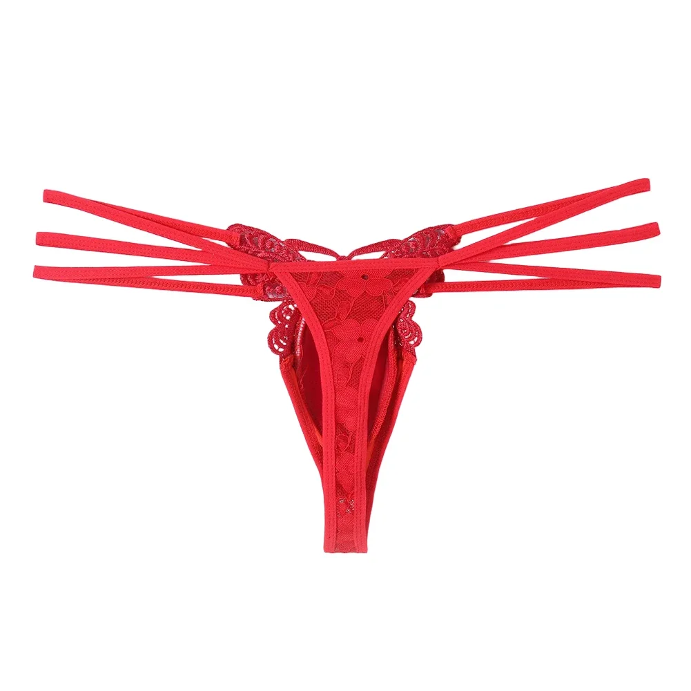 Mens Sexy Underwear Hidden Butterfly Thong Low Waist Soft String Solid Color Lingerie Lace Gay Sissy Pouch Breathable Underpants