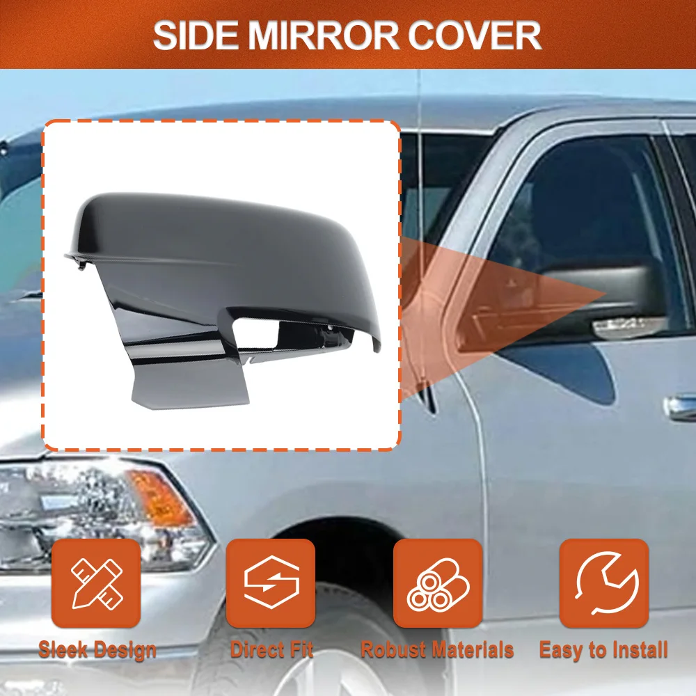 

Glossy Black Side Wing Rearview Mirror Cover Cap for Dodge Ram 1500 2500 3500 2009-2014 LHD with Turn Signals model
