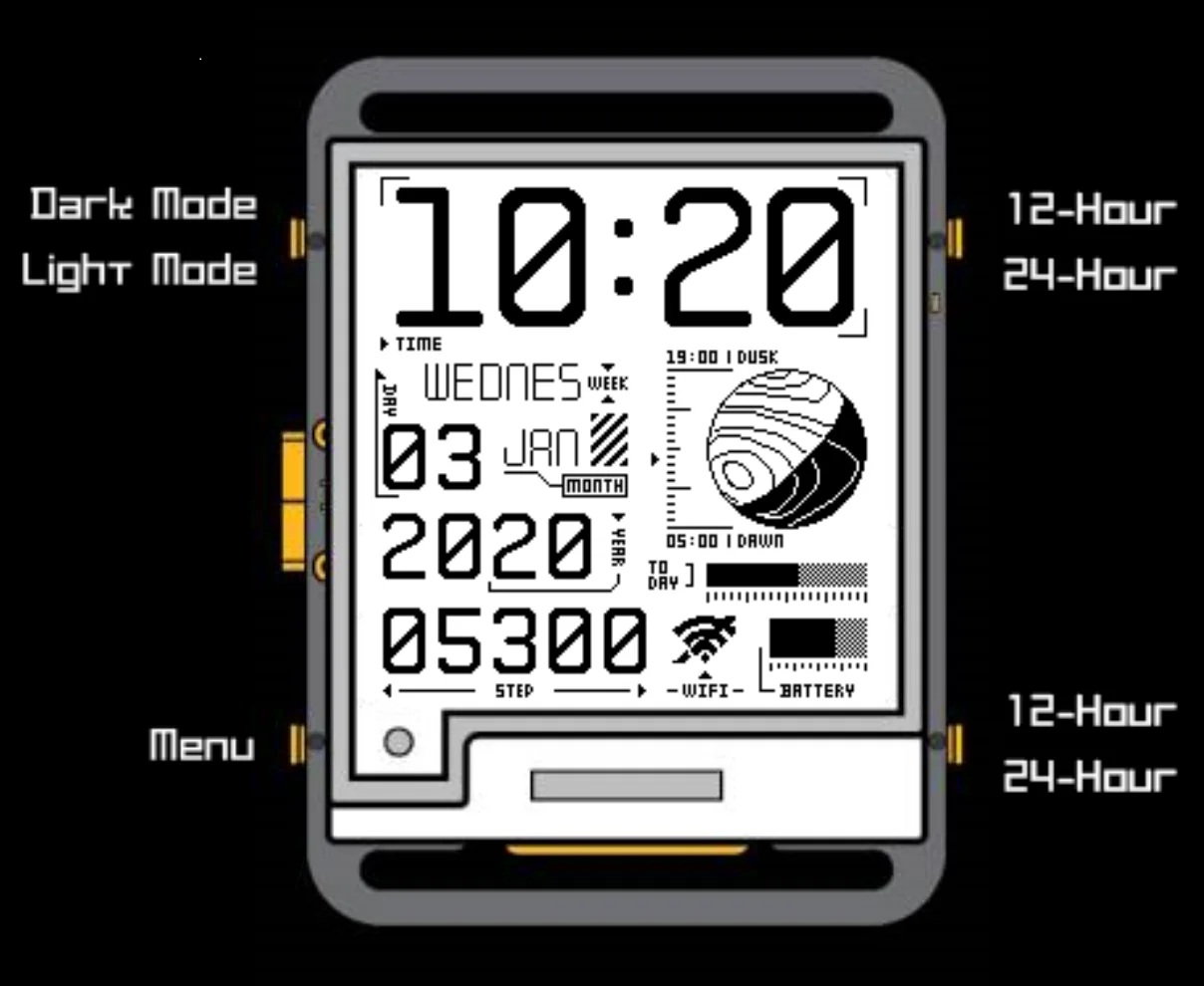 ESP32 V2.0 Plus Smart Watch with Bluetooth & WIFI. Programmable E-Paper Watch - WATCHY. Based on ESP32, with Type-C Port