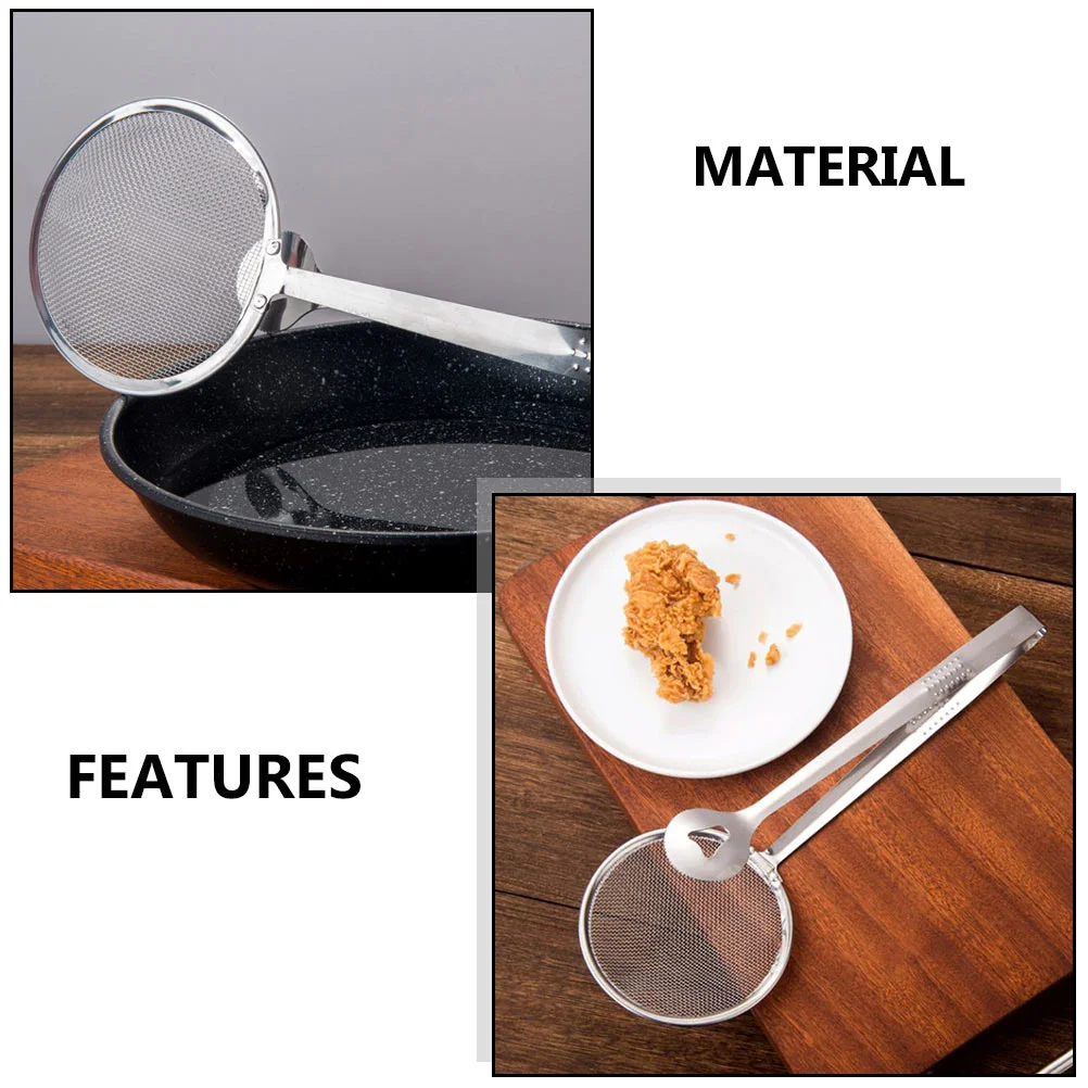 

2pcs Stainless Steel Filter Oil Clip Fine Grinding No Burr Multi-Functional Colander Clamps For Cooking Frying Bbq Salad Kitchen