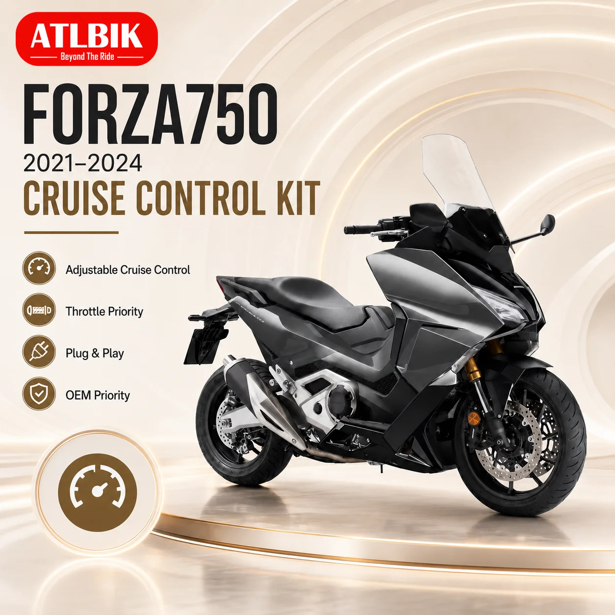 FORZA750 2021–2024 Motorcycle Cruise Control System, Adjustable Speed, Plug & Play Installation