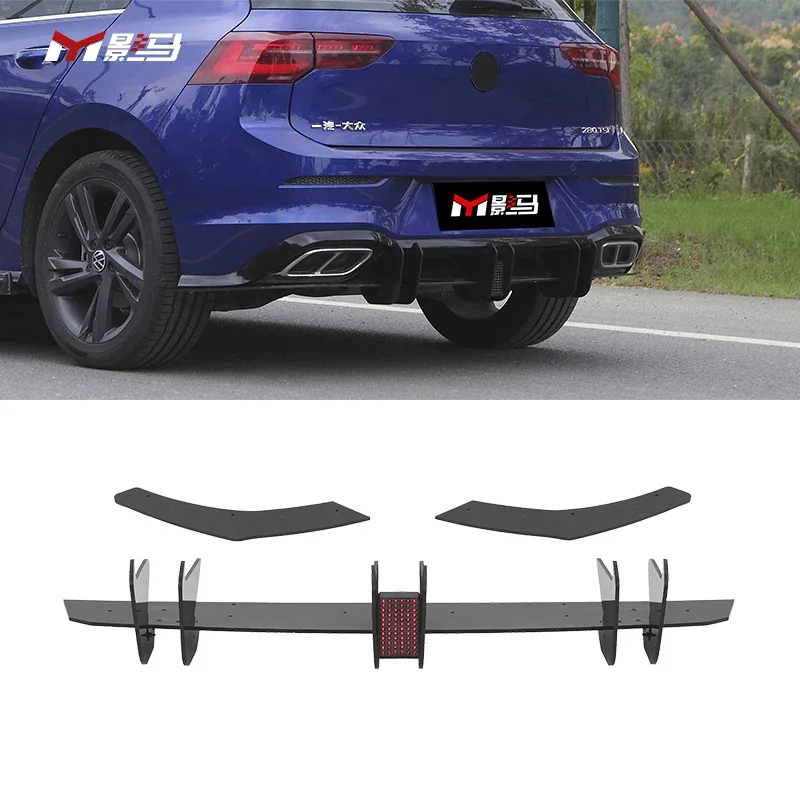 High Quality MAX style Car Rear Lip Protector LED Rear Bumper Lip Rear Diffuser For VW Golf MK8 R-Line 2021 2022 2023