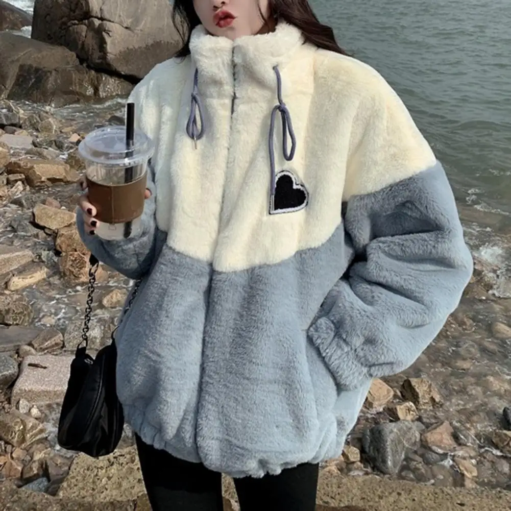 Winter Plush Warm Coat Soft Stand Collar Long Sleeve Thick Teddy Coat Casual Loose Outwear Fleece Faux Fur Women Jacket Cardigan