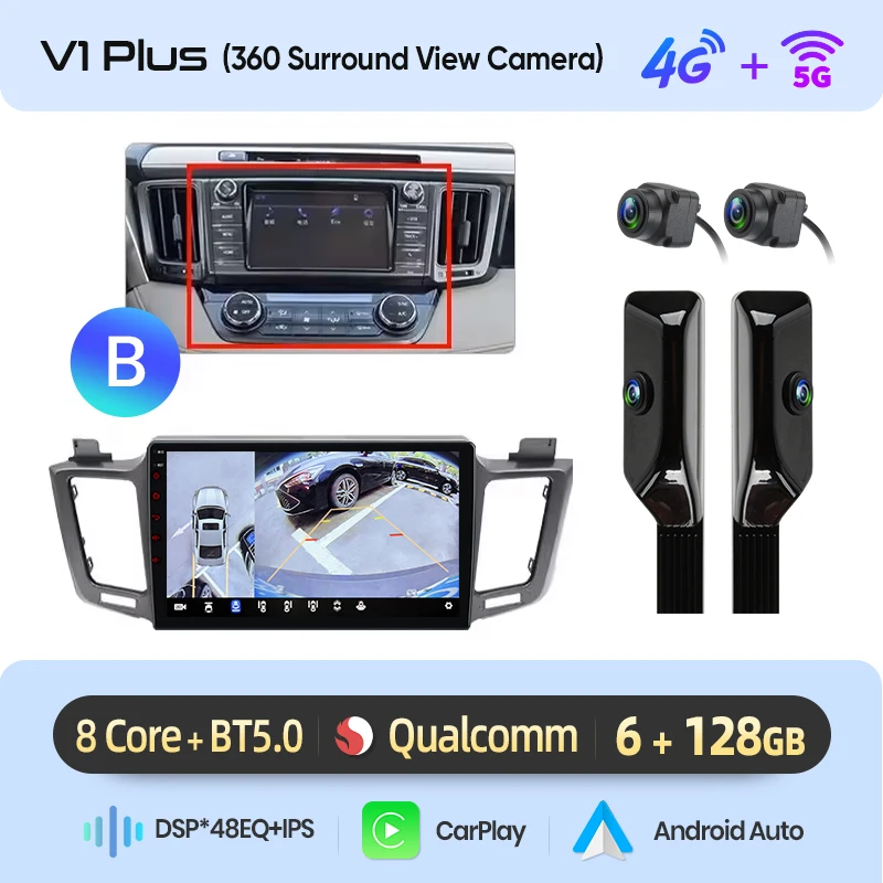 Junsun Draadloze Carplay Android Auto Autoradio Voor Toyota Rav4 Rav 4 2012 2013 - 2018 Gps Multimedia 2 Din