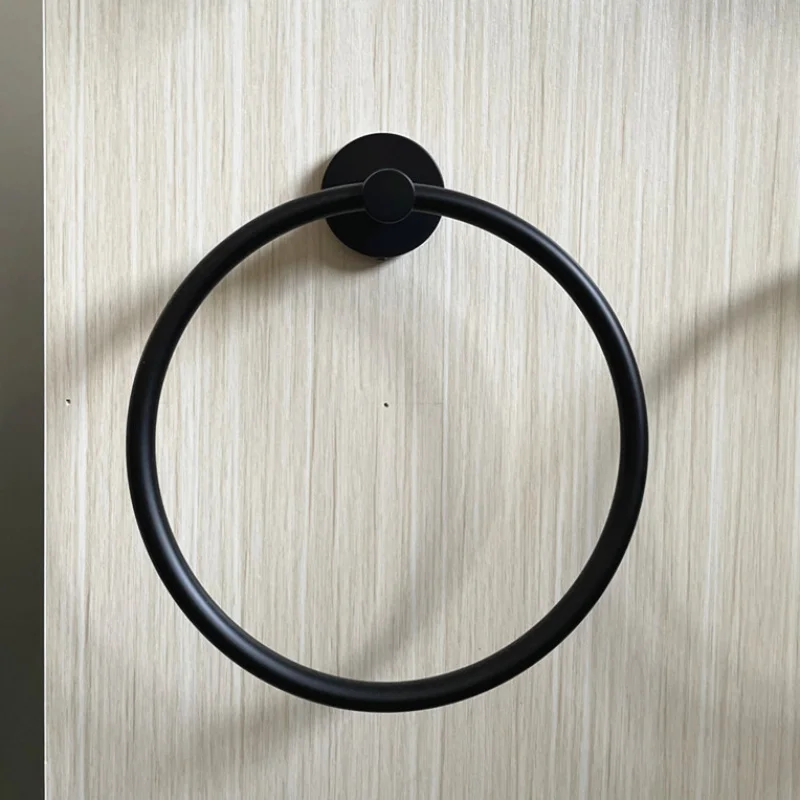 304 Stainless Steel No-Drill Towel Ring European Style Simple Round Towel Rack Bathroom Towel Ring