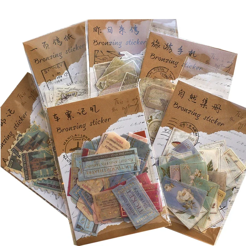 10Packs Wholesale 5*10CM scrapbook Pack Poetry Distance Retro Handbook Decorative material Ticket memory 6choices