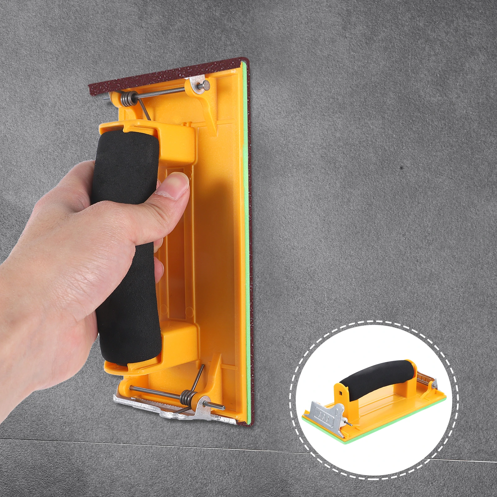 

Hand Grip Sandpaper Holder Sponge Handle Handheld Sand Paper Frame Grinding Polished Tools For Walls Woodworking Polishing