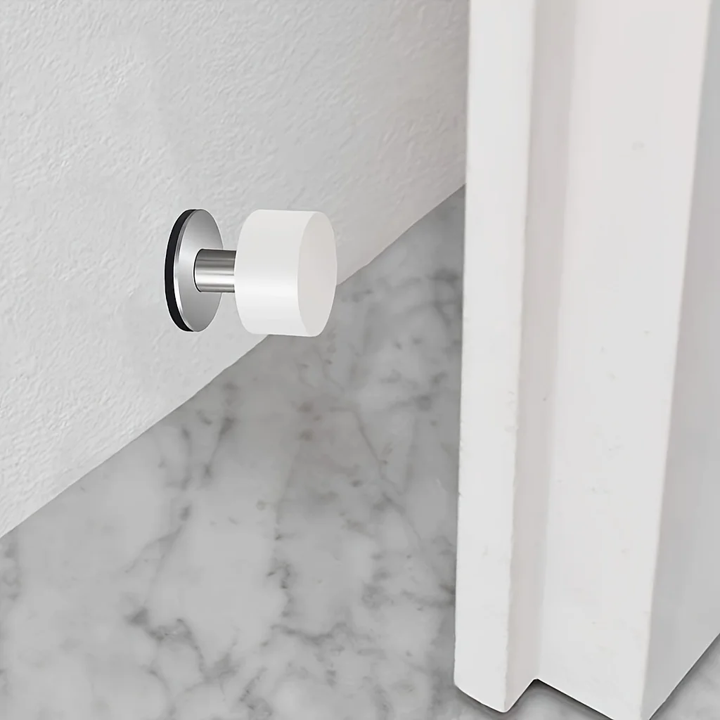Durable Self-Adhesive Rubber Door Stop with Metal Base-Noise Reduction Wall Protector and Bumper for Home,Office, and School Use