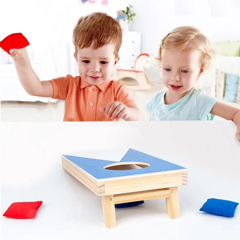 

Portable Sandbag Throwing Board Set Wooden Small Cornhole Boards And Bags Parent-child Interactive Sandbag Board Game For Family