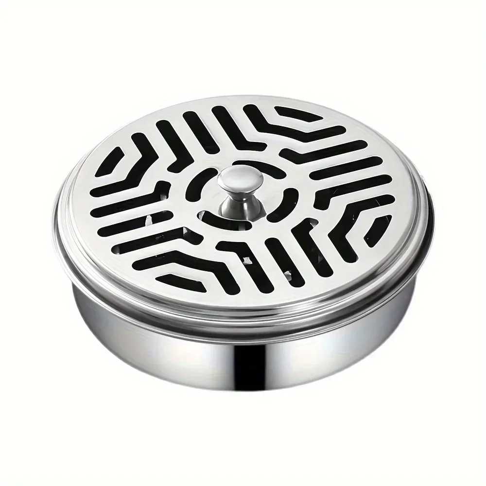 Metal Holder Mosquito Coil Holder Box Mosquito Spiral Holder with Lid Metal Mosquito Sandalwood Incense Coil Burner