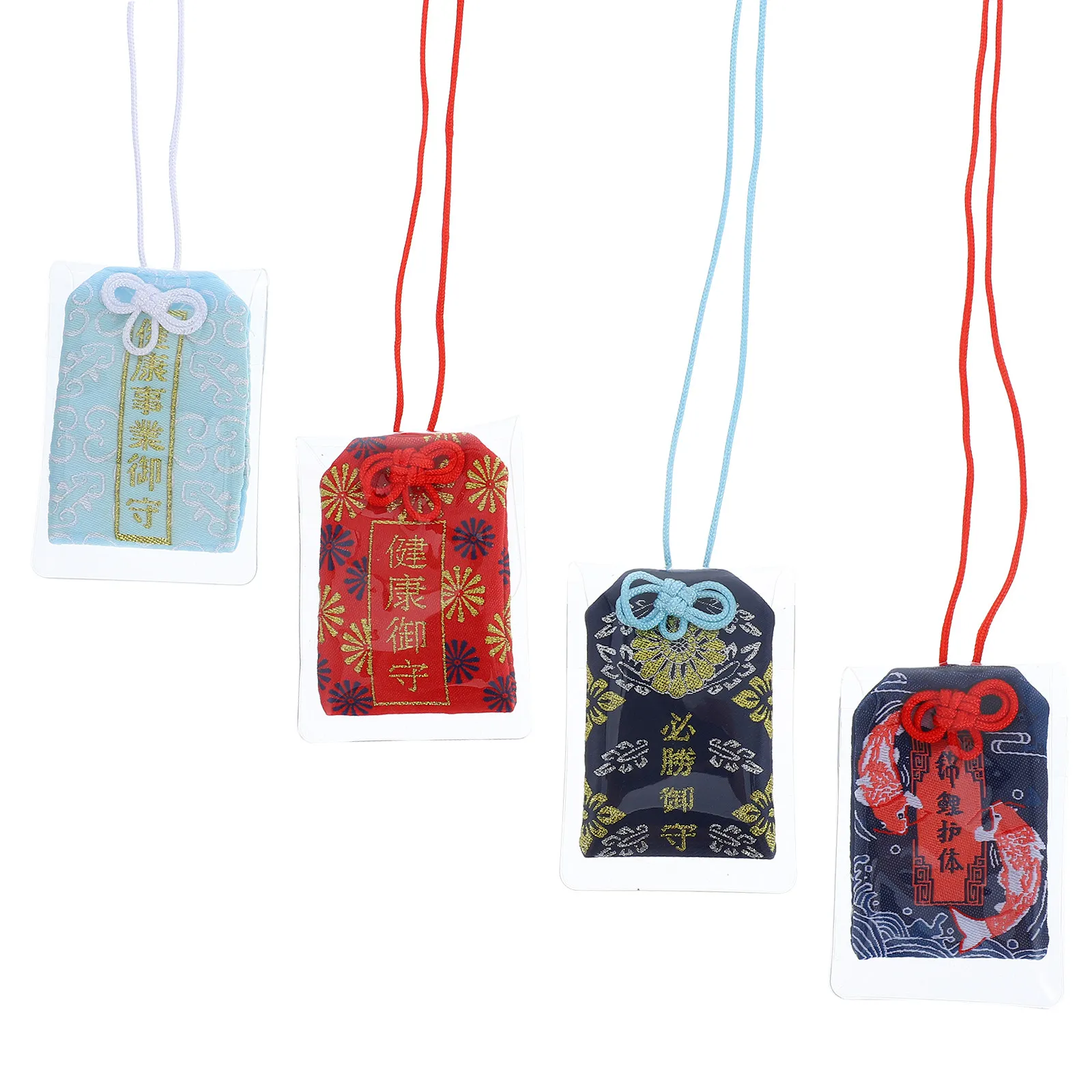 4 Piezas de Amuletos de la Suerte y Fortuna, Talismanes Colgantes, Bolsitas Chinas con Colgante