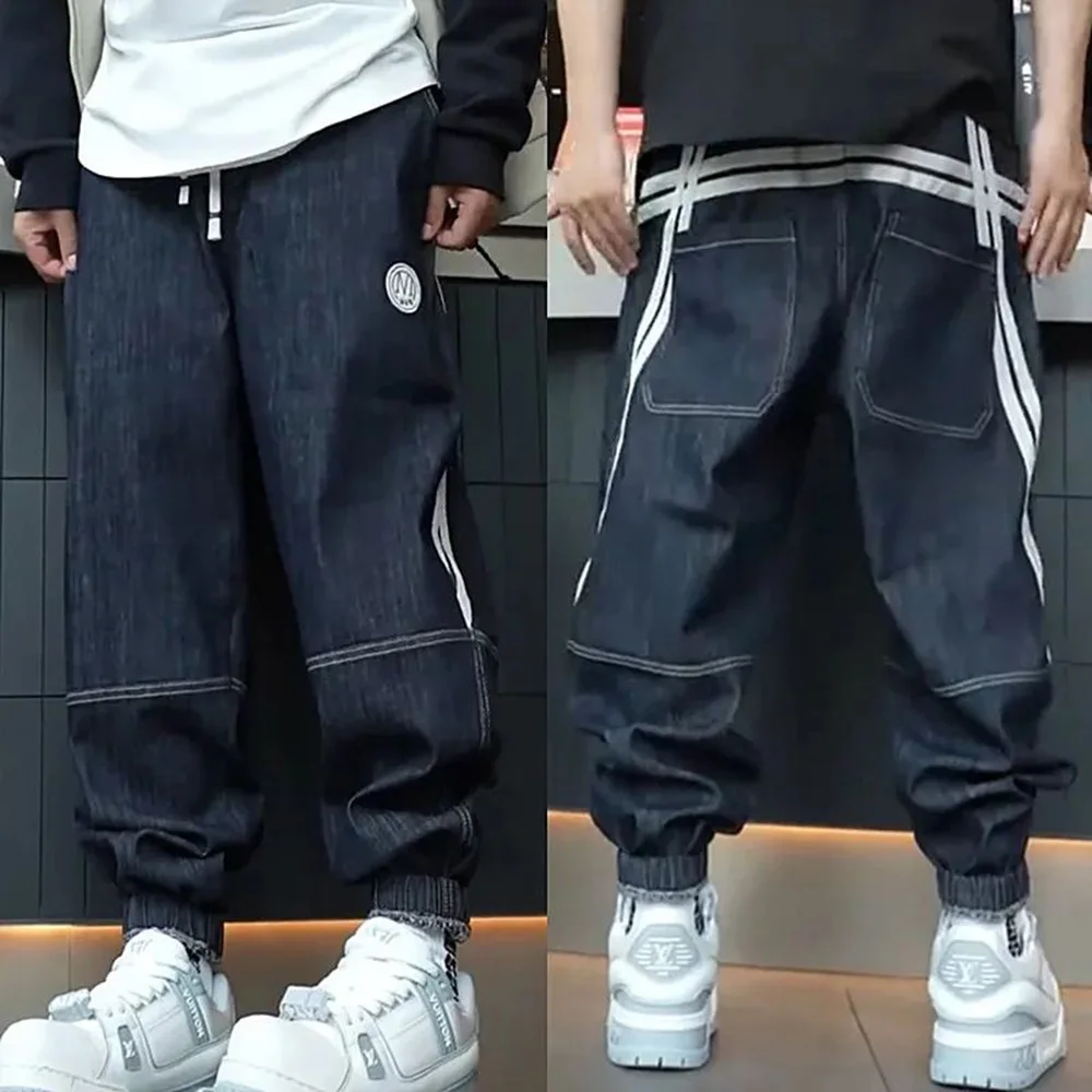 Herren hosen gewaschen Band Spleiß jeans Herbst tragen widerstands fähig lässig vielseitig Teenager Baggy Pants Herren bekleidung Unisex 2024