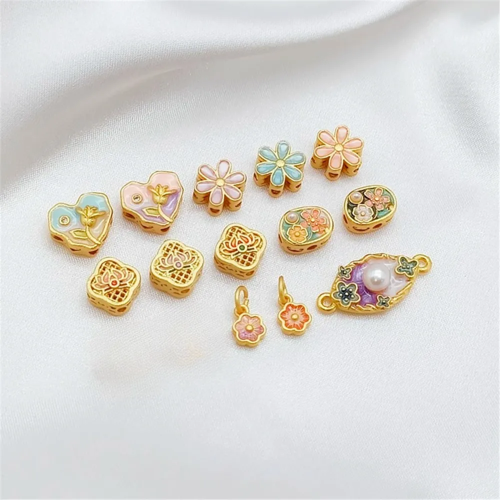 Sandgold Burnt Blue Cherry Blossom Small Drop Slip Handmade DIY Monet Garden White Lotus Small Spacer Bead Scattered Bead Access