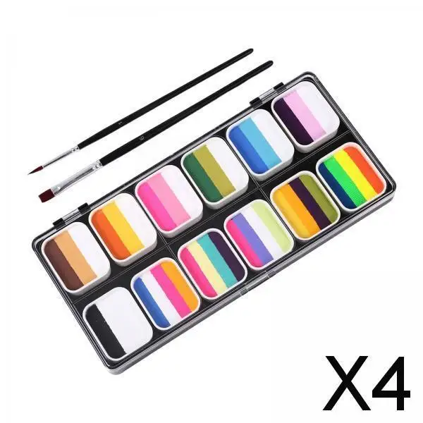 

Water Activated Face Painting Kit with Brushes Artistic Palette for Kids Halloween Cosplay Makeup Supplies