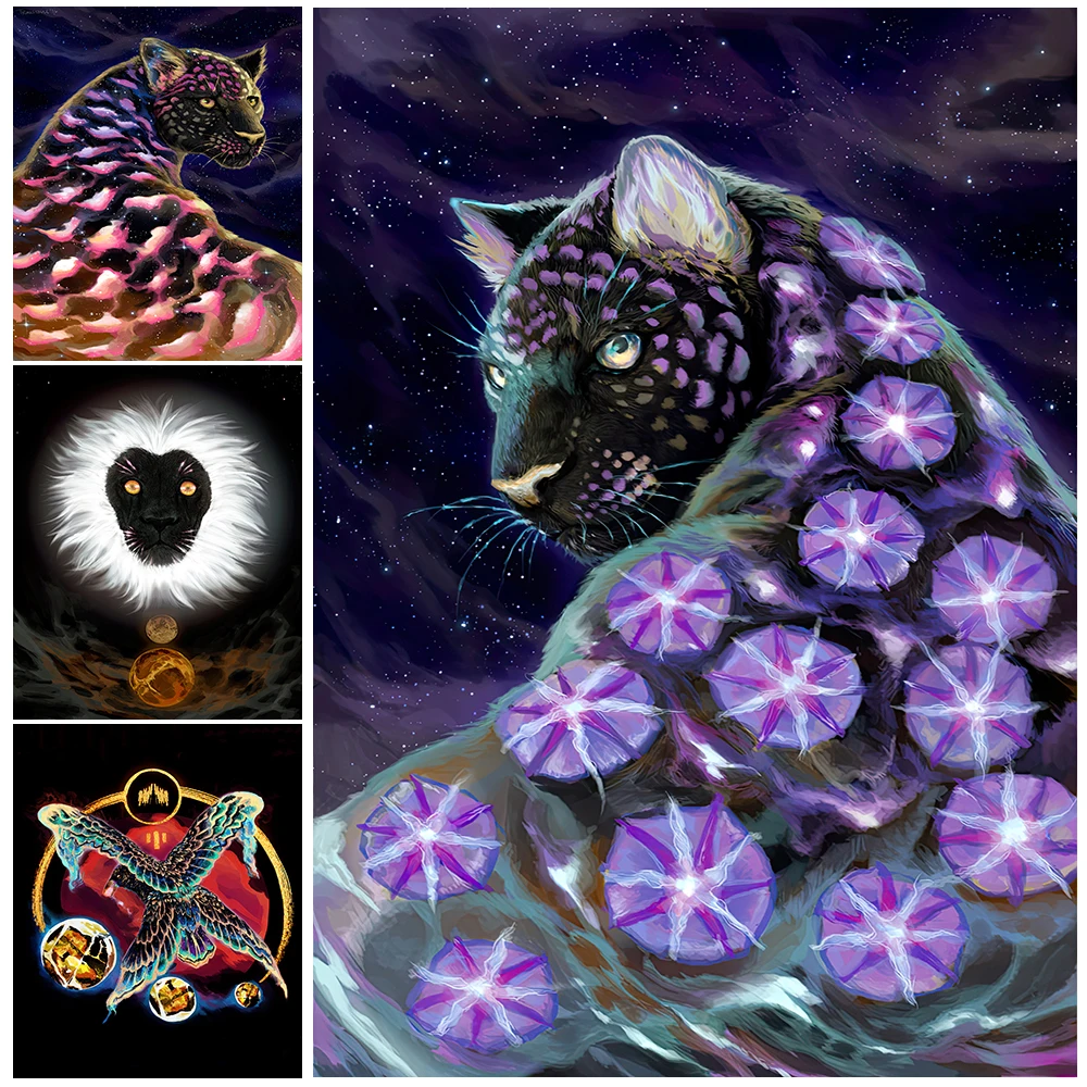 Star River And Animals Abstract Hounds,Cheetahs & Lions Modern Wall Art Canvas Painting Animals Made Up Of Comets Poster Print