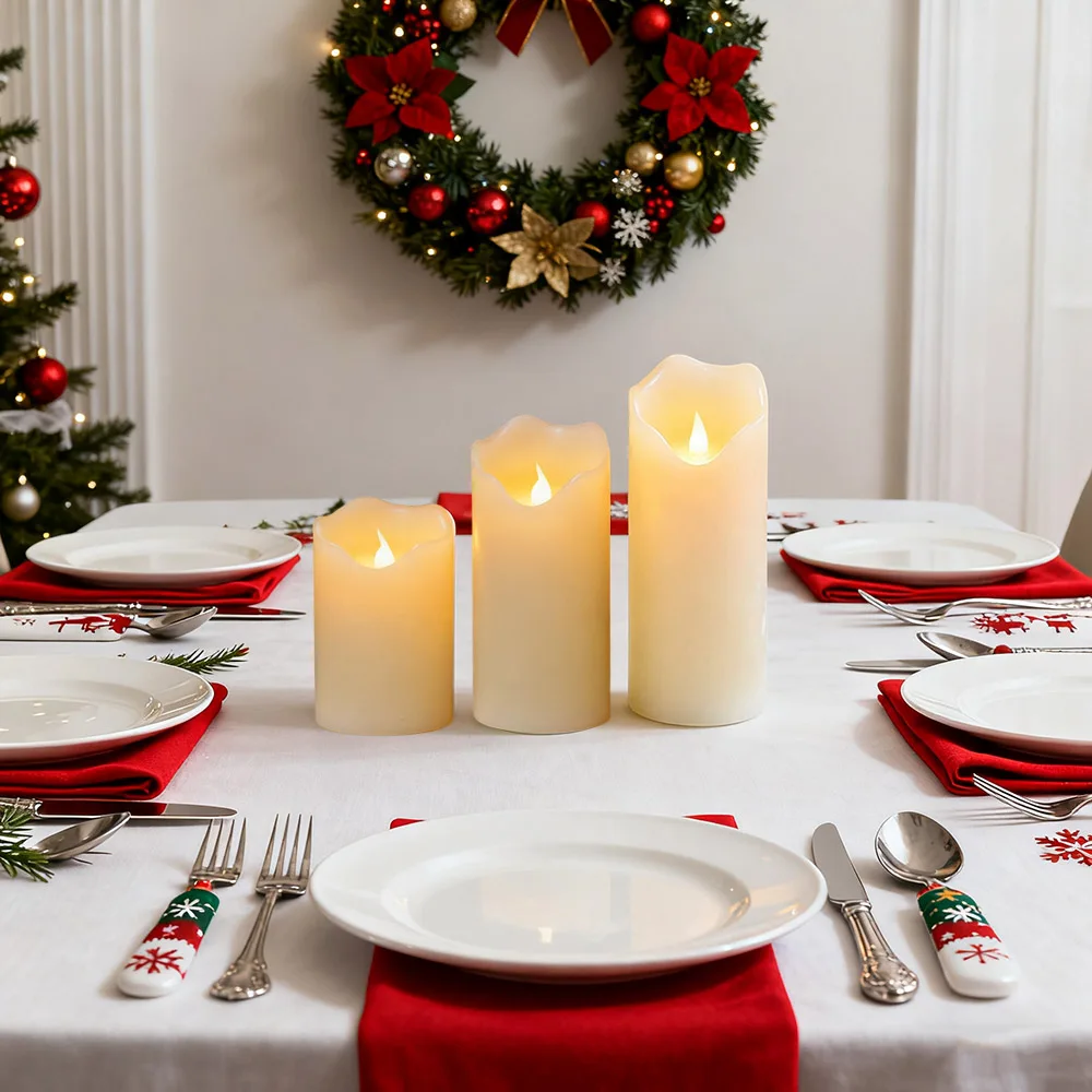 3 قطعة/المجموعة LED ضوء شمعة ، الشموع عديمة اللهب ضوء غير مستو حافة البارافين الشمع ضوء شمع بطارية تعمل LED شمعة ضوء الليل #3