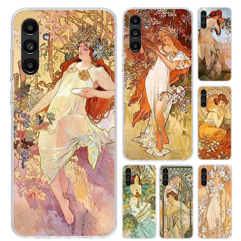 Alfons Mucha Primavera Phone Case for Samsung Galaxy A15 A25 A35 A55 A14 A24 A34 A13 A53 A12 A52S A23 A33 A24 A34 A03S A04S A02S