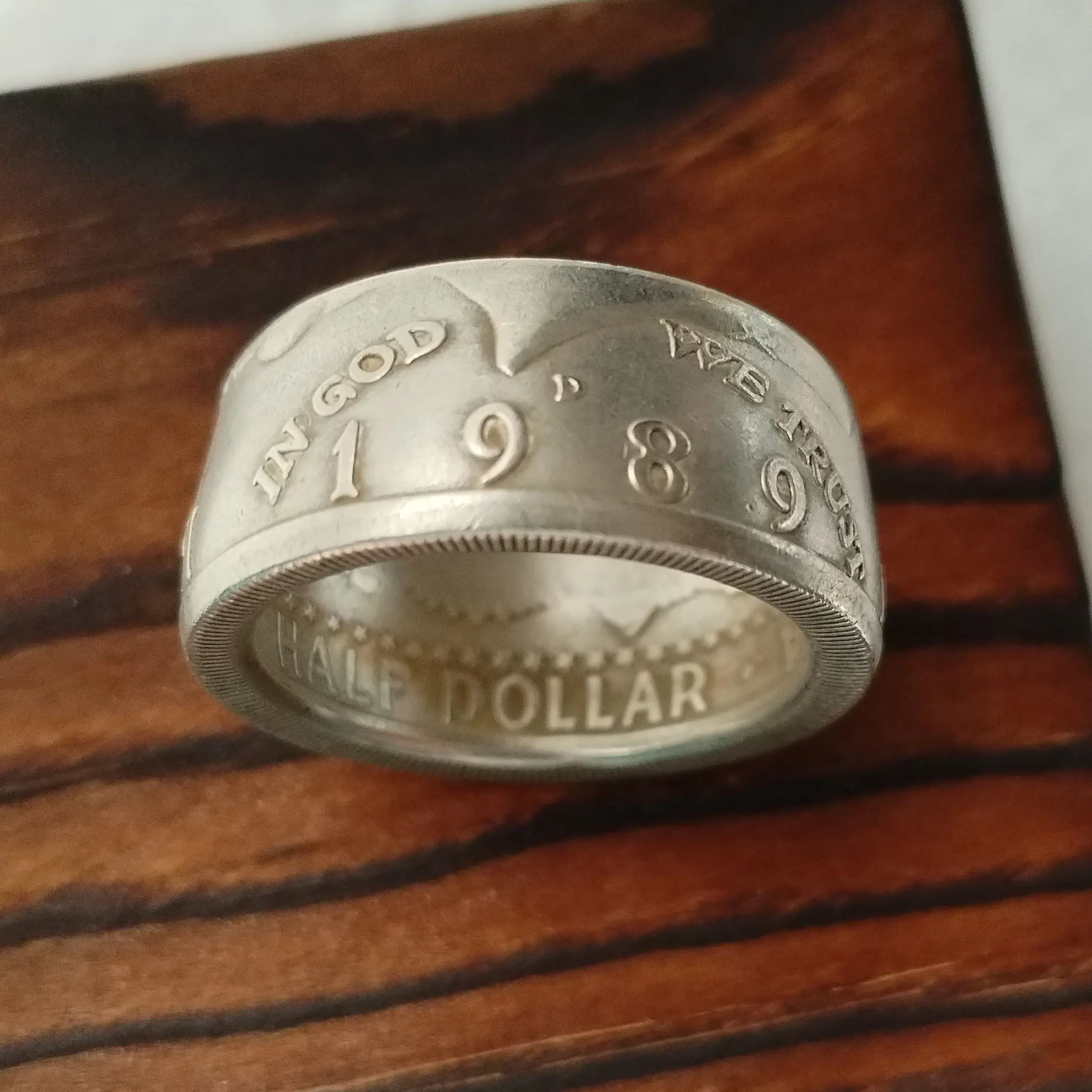 1989 Ring from Kennedy Half Dollar Silver Plated Coin U Pick Size 6-13 Christmas Present