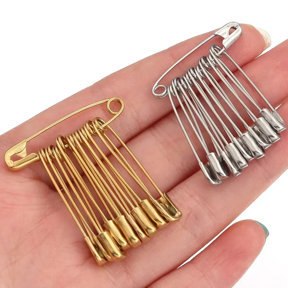 10 teile/los Edelstahl Sicherheitsnadeln DIY Nähen Werkzeuge Metall Nadeln Große Sicherheitsnadeln Für Schmuck Machen DIY Brosche Zubehör