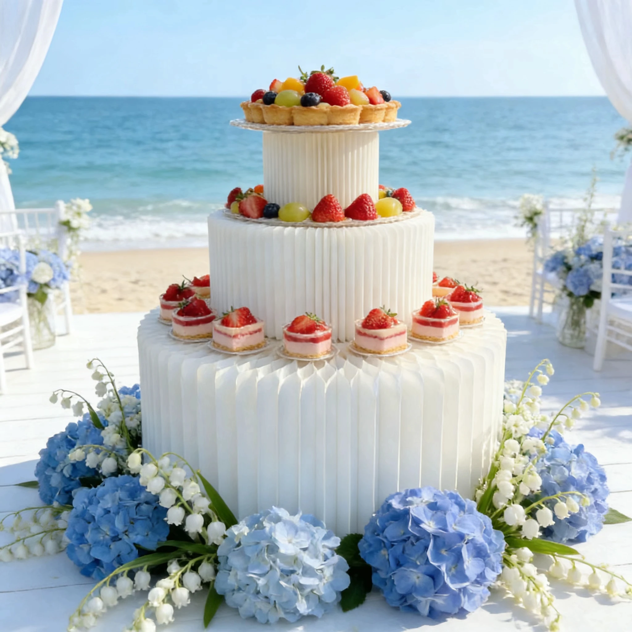 Elegant Paper Three-layer Cake Stand For Wedding And Dessert Displays Customized Size & Shape Easy Assembly