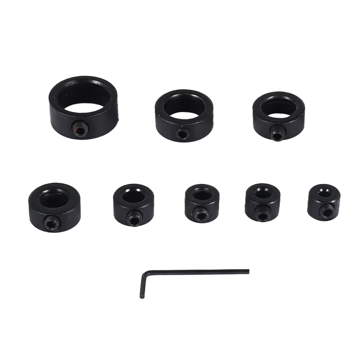 

B50C Drill Stop Bit Collar Set, 9PCS Adjustable Drill Depth Stop Collar Limit Ring with Carbon Steel Set for Drill Bits