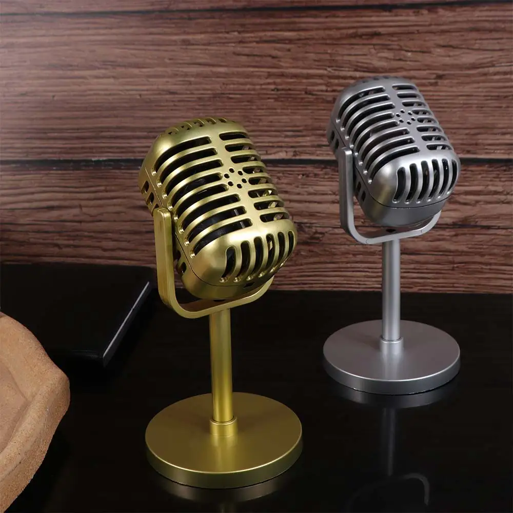 Classic Retro Microphone Props Miniature Plastic Dynamic Vocal Microphone Vintage Simulation Microphone Costume Role Play