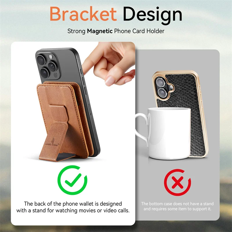 محفظة حقيبة جلدية PU فاخرة من EUCAGR حافظات بطاقات مغناطيسية لجميع وظائف Magsafe من جلد البولي يوريثان للرجال والنساء غطاء حامل للبطاقات