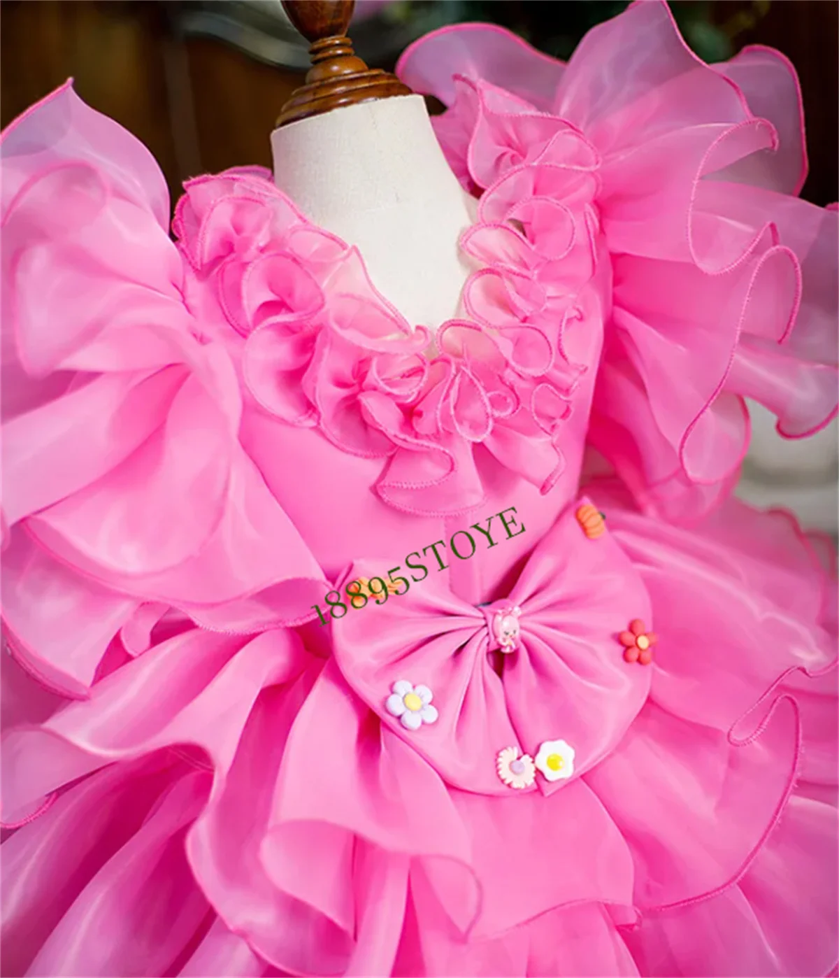 Pink Lovely Birthday Party Dress for Girls Flower Children Piano Host People Evening Dress Girls Dress Tutu Photoshoot