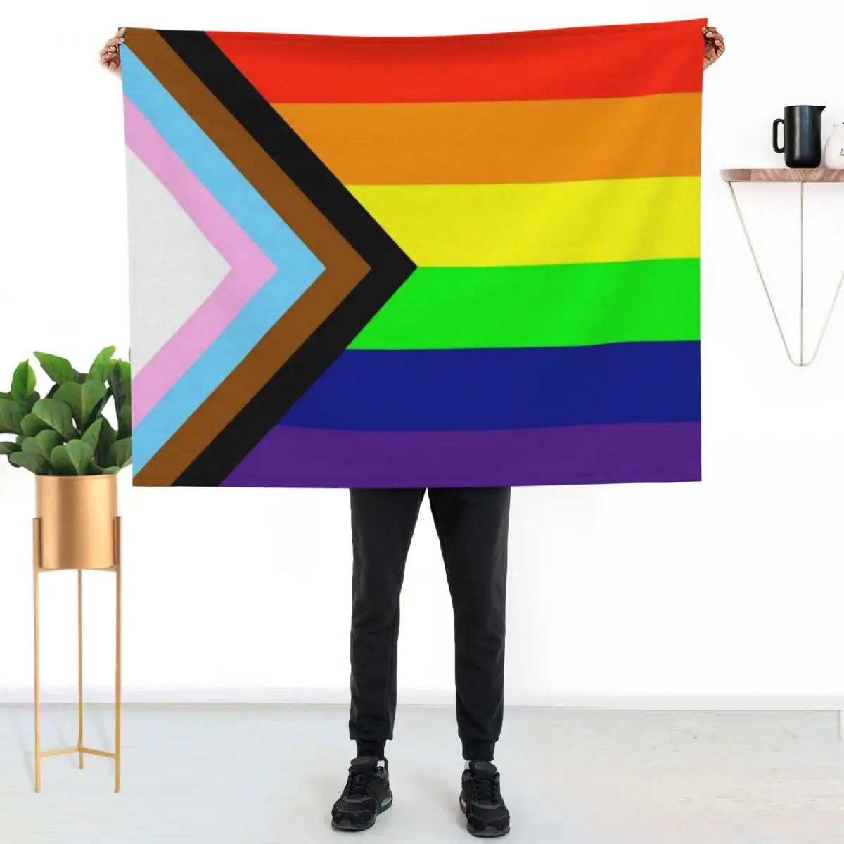 inclusive progress pride flag! Throw Blanket Bed Fashionable bed plaid Soft Luxury St Hairy Decoratives Blankets
