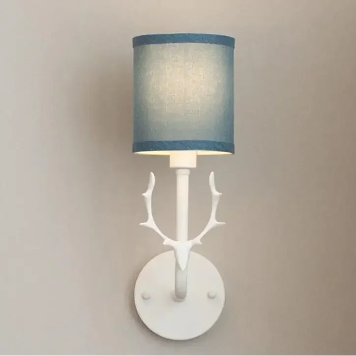 

Simple Nordic LED Wall Lamp Lucky Creative Deer Head Fabric Lampshade Living Room Bedroom bedside lamp background lighting