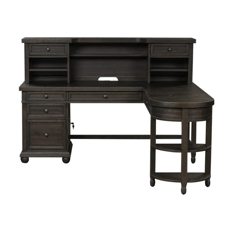 American solid wood corner desk home writing retro old bookshelf bookcase