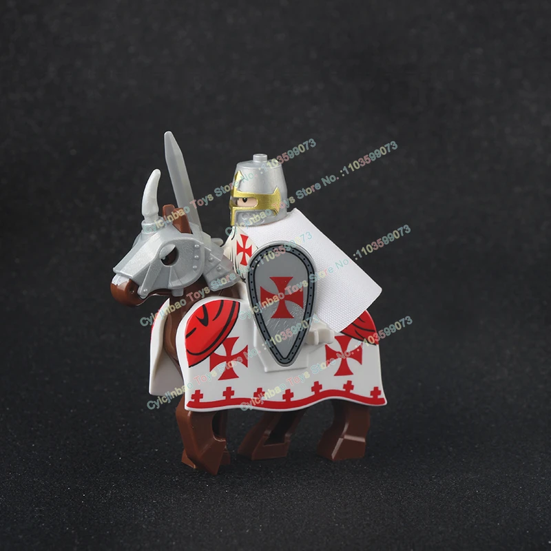 MOC-Medieval Time Knight Action Figures para Crianças, Soldado Romano, Cavalo Guerreiro, Capacete, Blocos de Construção, Brinquedos, Acessórios