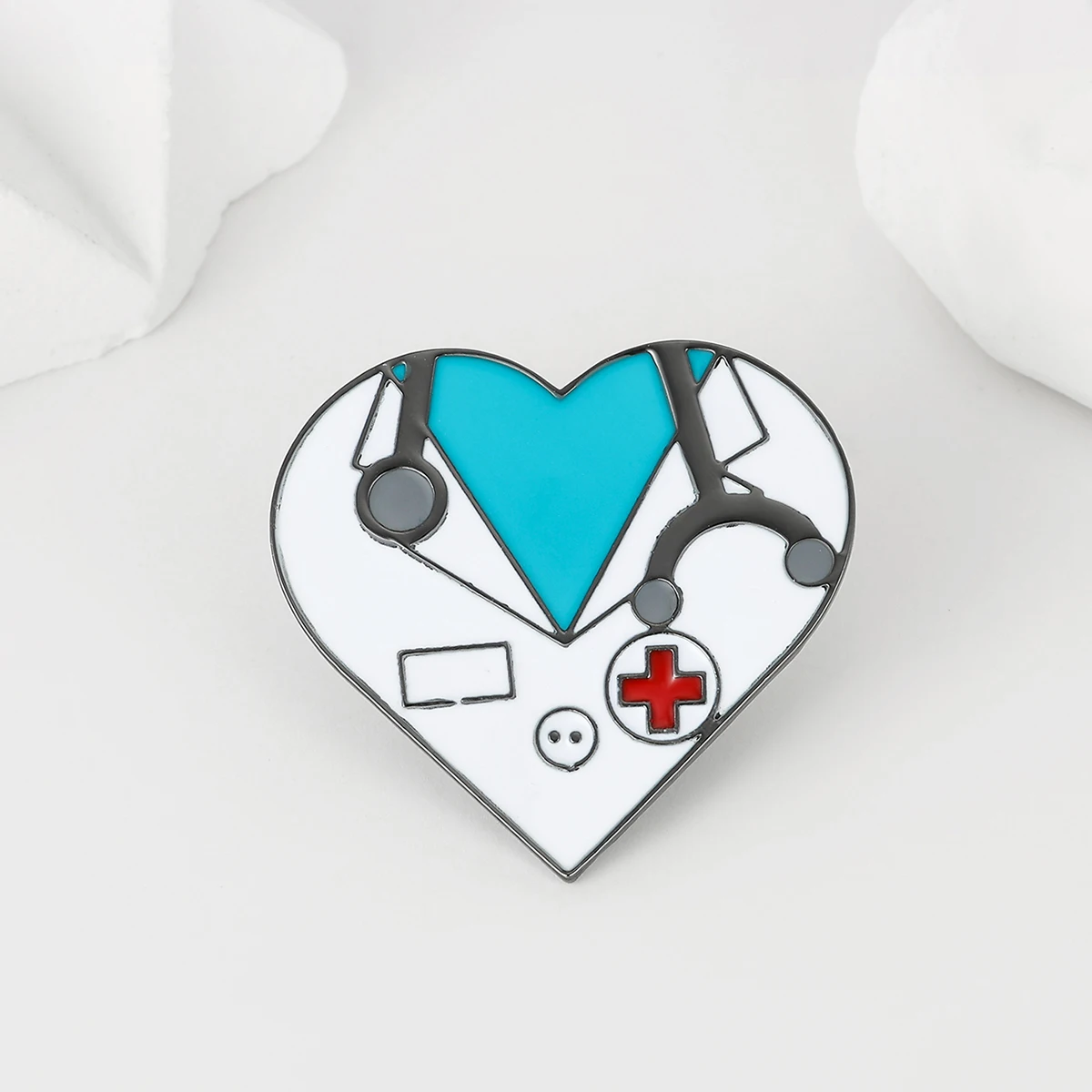 Catuni Medical Enamel Pins Brooch Medicine Heart Shaped Lapel Lanyard Bag Badge Accessories Gifts for Doctors Medico